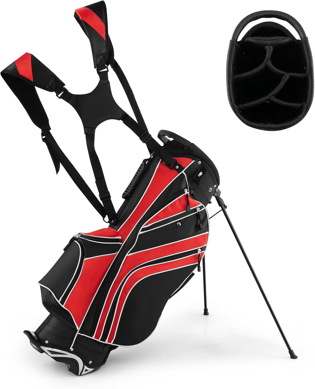 GYMAX Golf Stand Bag, 6 Way Divider Golf Club Bag with 8 Pockets