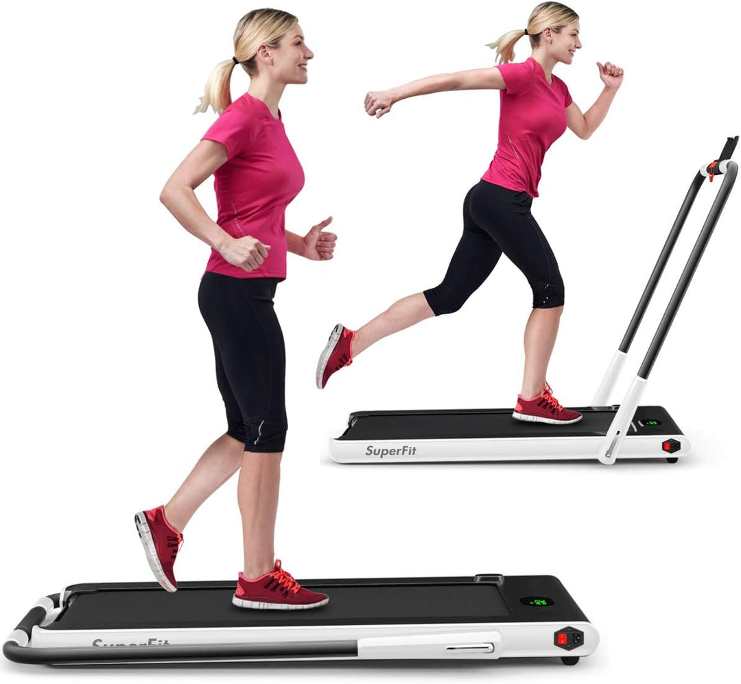 GYMAX Walking Pad, 2 in 1 Free Installation Under Desk Treadmill with Smart App, Remote Control & LED Display