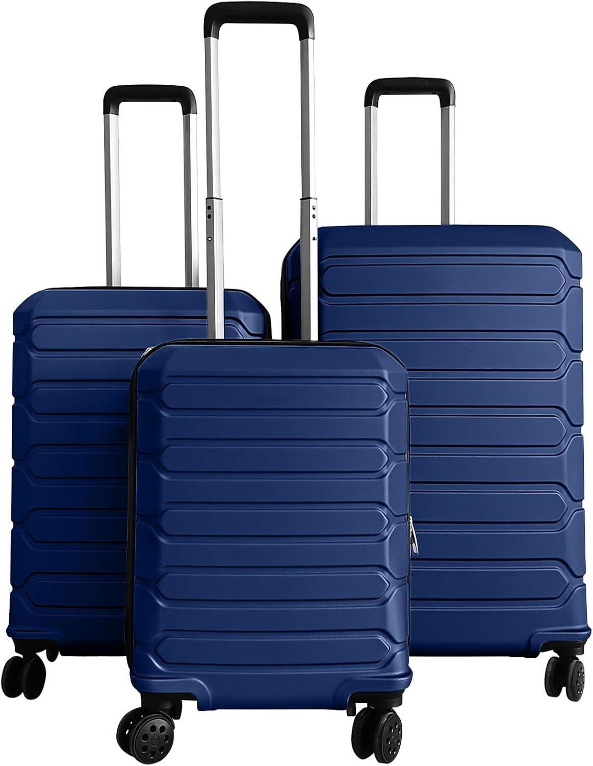 GYMAX 3-Piece Hardside Luggage Set Lightweight Hardside Suitcases with 8-Spinner Wheels