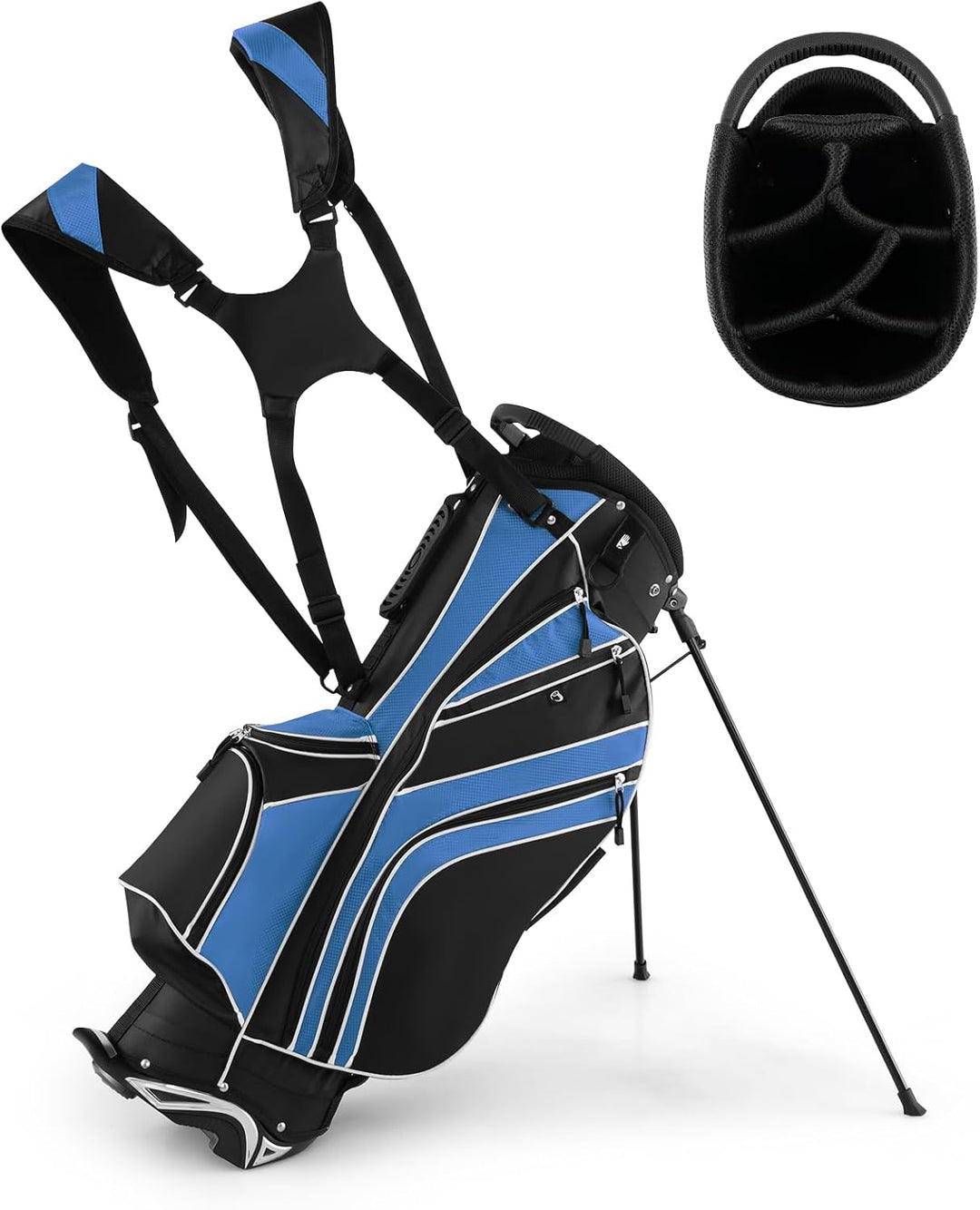 GYMAX Golf Stand Bag, 6 Way Divider Golf Club Bag with 8 Pockets