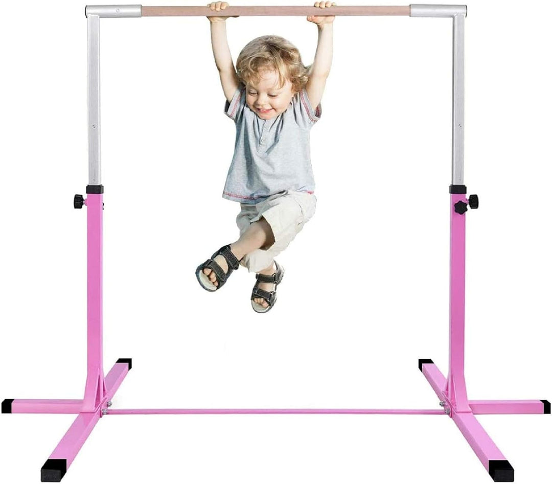 GYMAX Gymnastics Bar, Junior Training Steel Bar Height Adjustable, Gymnastics Equipment for Kids Home Training