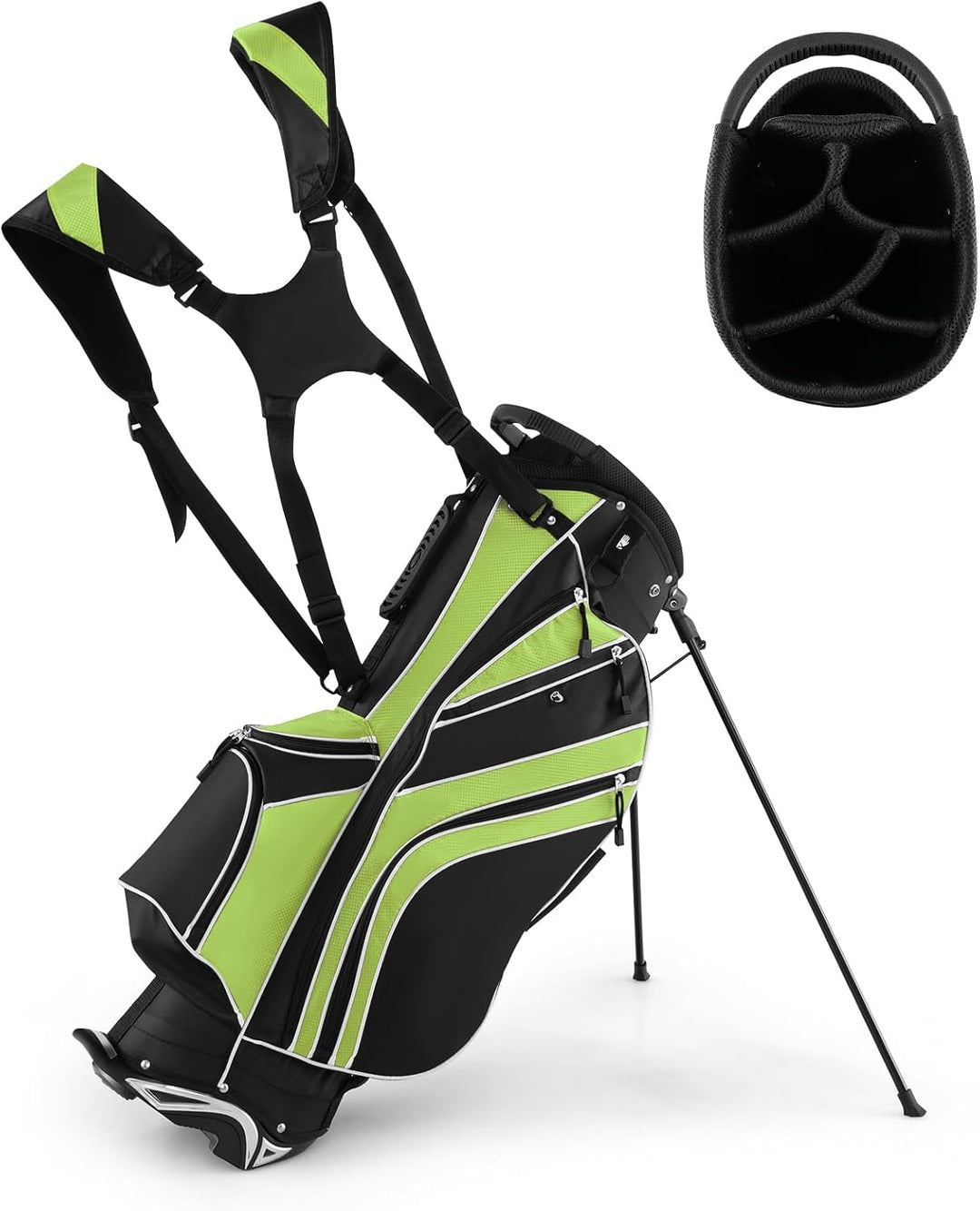 GYMAX Golf Stand Bag, 6 Way Divider Golf Club Bag with 8 Pockets