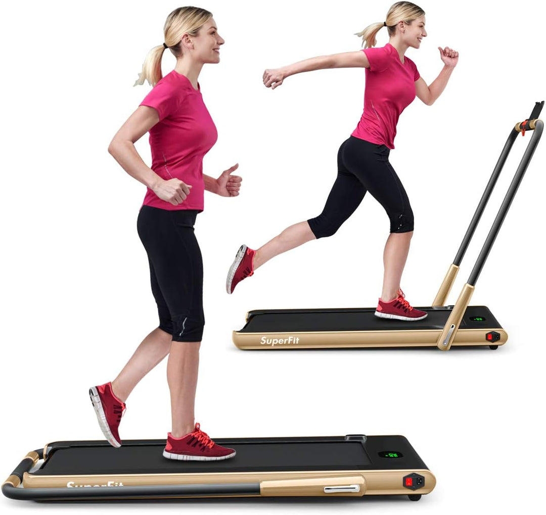 GYMAX Walking Pad, 2 in 1 Free Installation Under Desk Treadmill with Smart App, Remote Control & LED Display