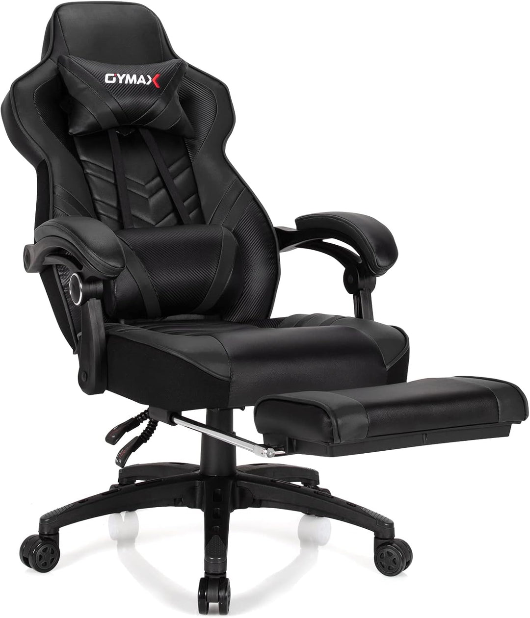 GYMAX Gaming Chair, Ergonomic Computer Chair with Footrest, Linkage Armrests & Lumbar Cushion, Big Wide High Back Video Gaming Chair