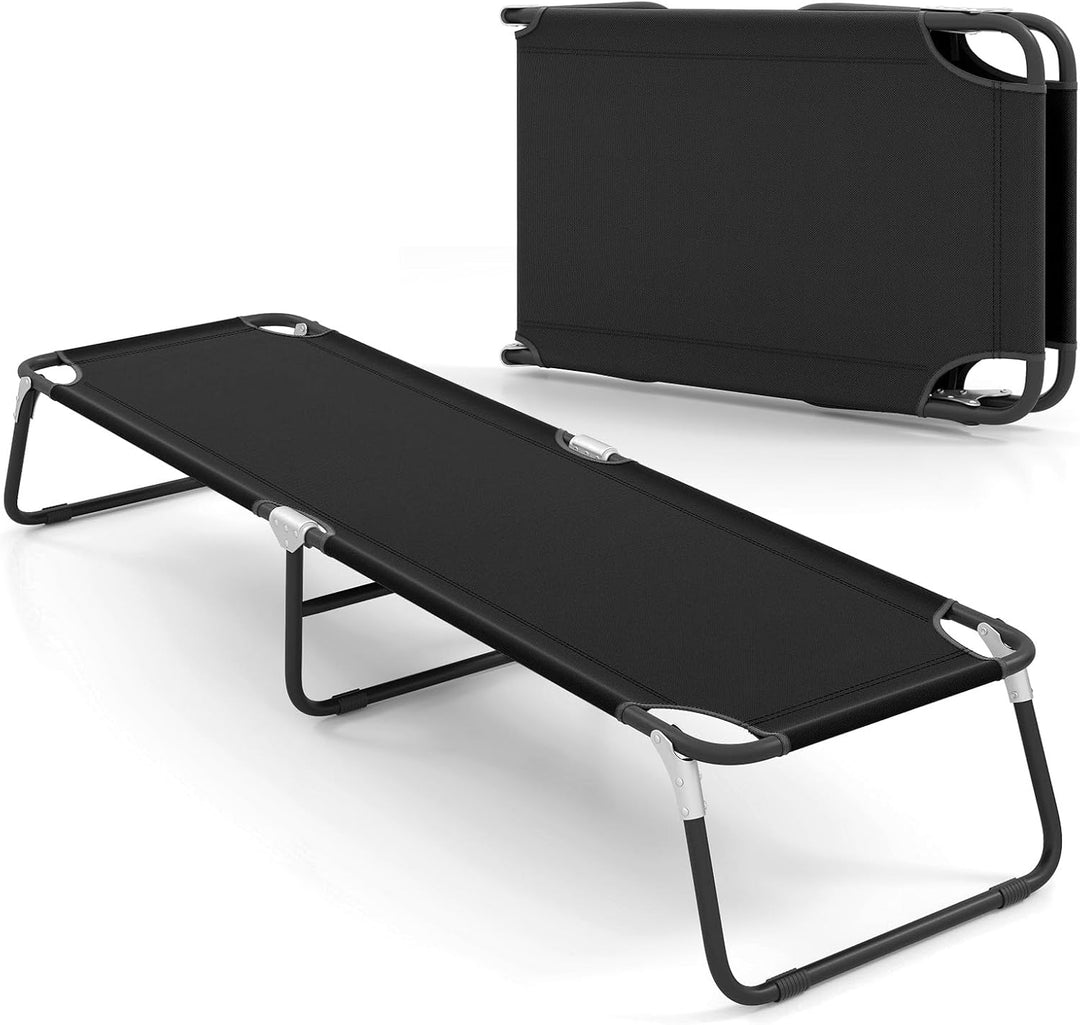 Gymax Folding Camping Cot, Portable Sleeping Cot Ultra Lightweight Heavy Duty Bed
