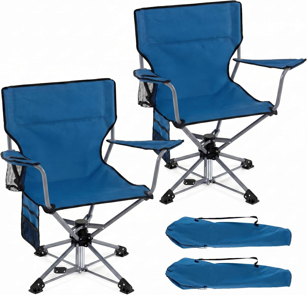 GYMAX 360° Swivel Hunting Chair | Folding Hunting Blind Chair w/Armrest (1/2)