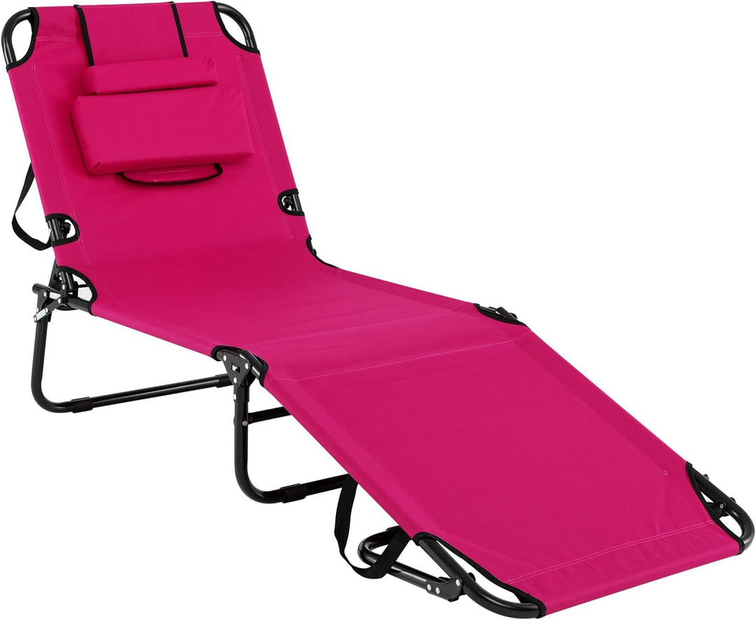GYMAX Folding Lounge Chairs with Face Hole & Cover