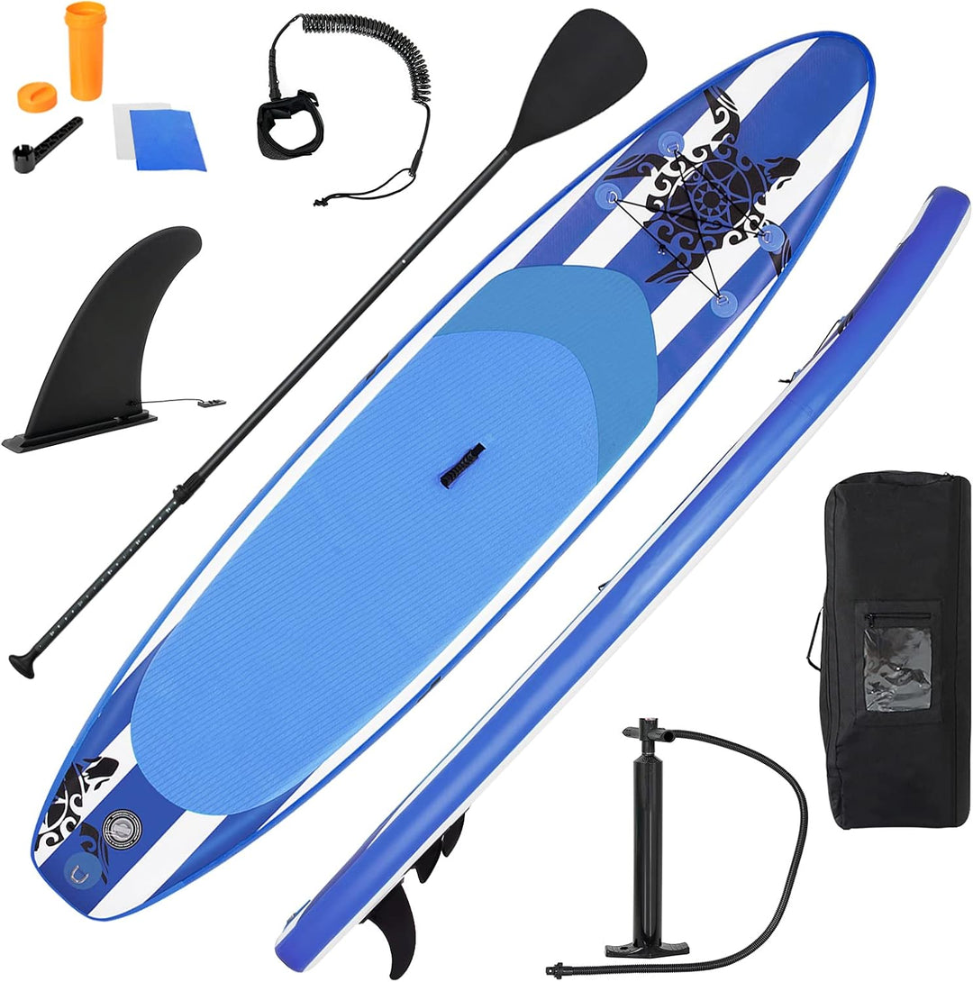 GYMAX Inflatable Stand Up Paddleboard, 6.5" Surfing Boarding with Hand Pump, Adjustable Paddle