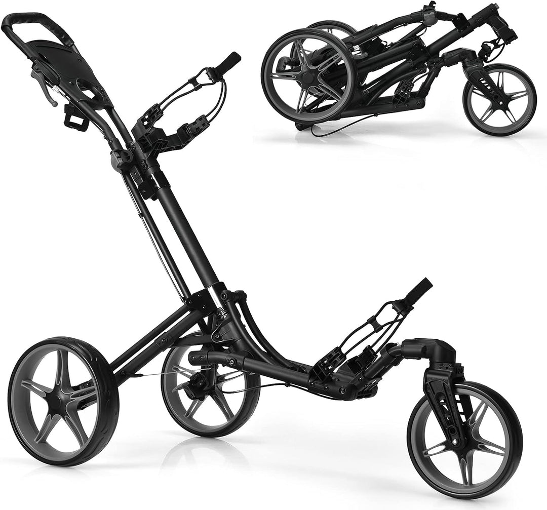 GYMAX Folding Golf Push Cart with Swivel Front Wheel