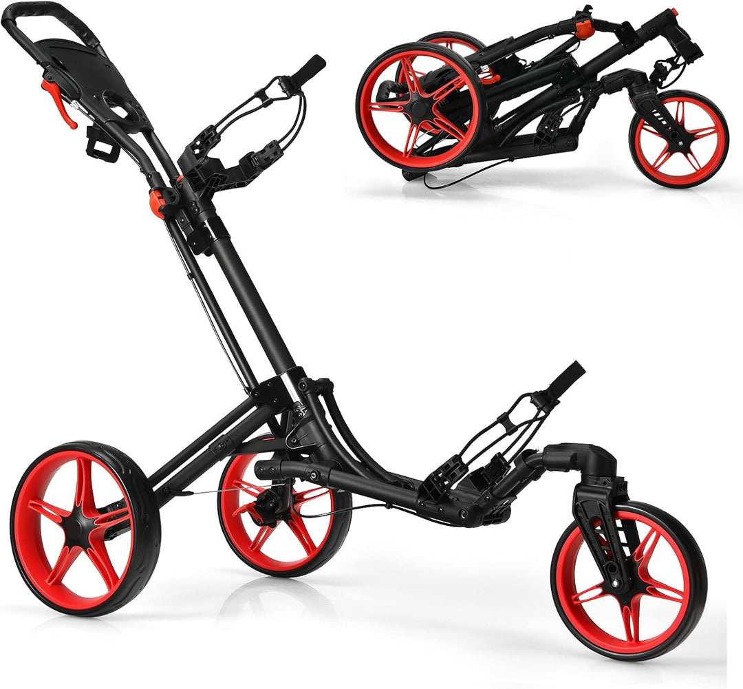 GYMAX Folding Golf Push Cart with Swivel Front Wheel