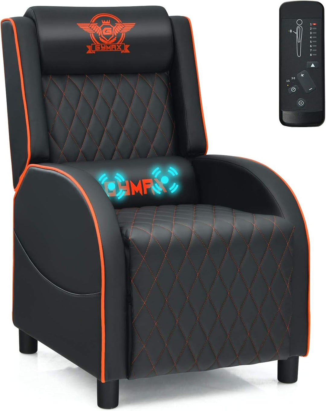 GYMAX Massage Gaming Recliner Chair, Ergonomic Racing Style Single Sofa with Adjustable Headrest