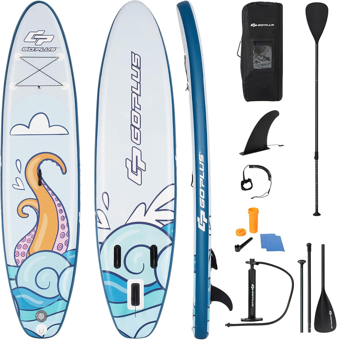 GYMAX Inflatable Stand Up Paddle Board, 6” SUP with Premium Complete Accessories for All Skill Level