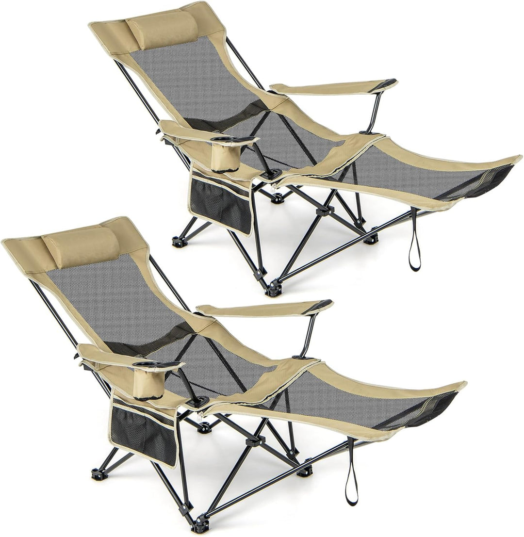 GYMAX Reclining Camping Chairs with Footrest