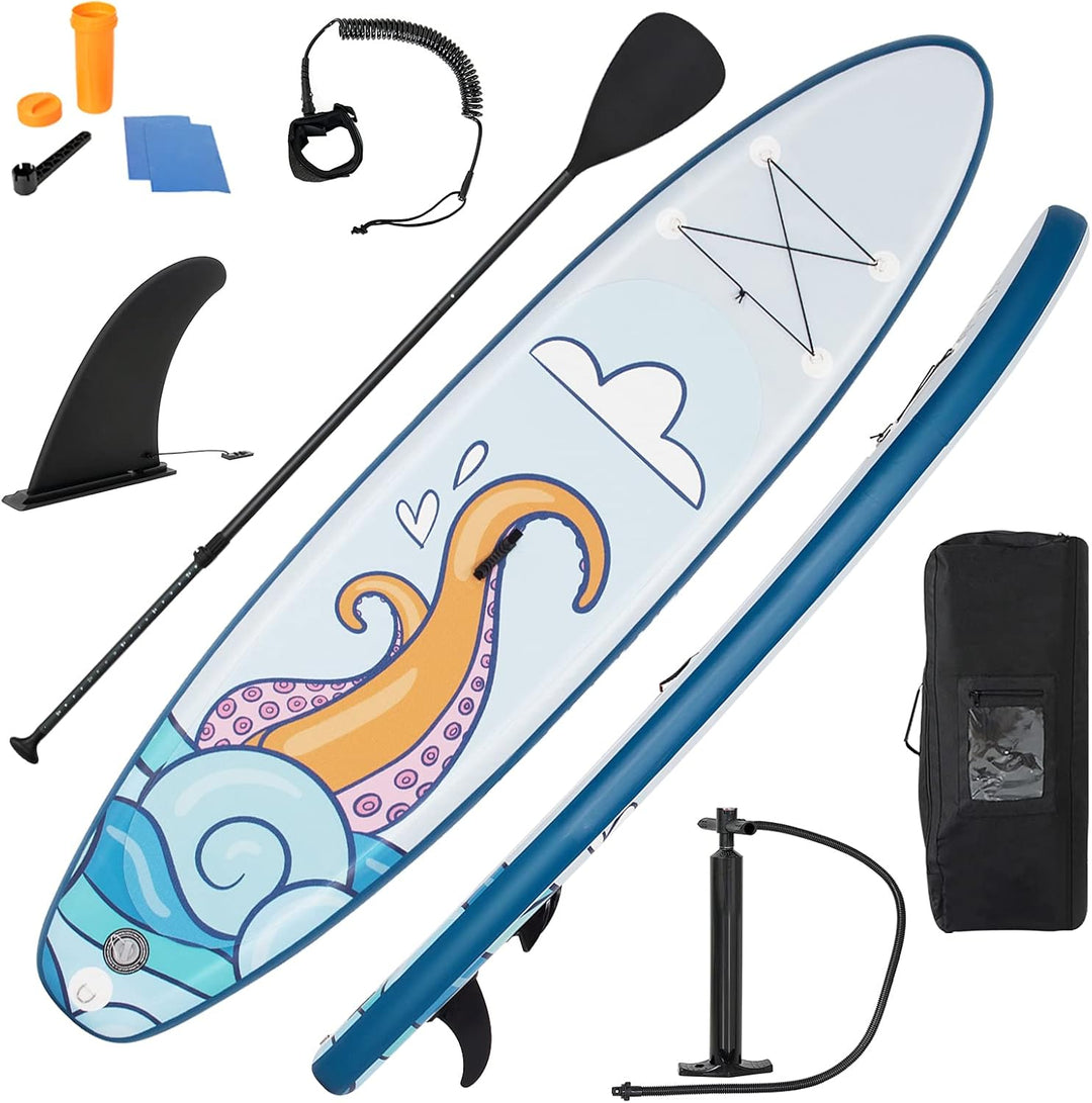 GYMAX Inflatable Stand Up Paddle Board, 6” SUP with Premium Complete Accessories for All Skill Level