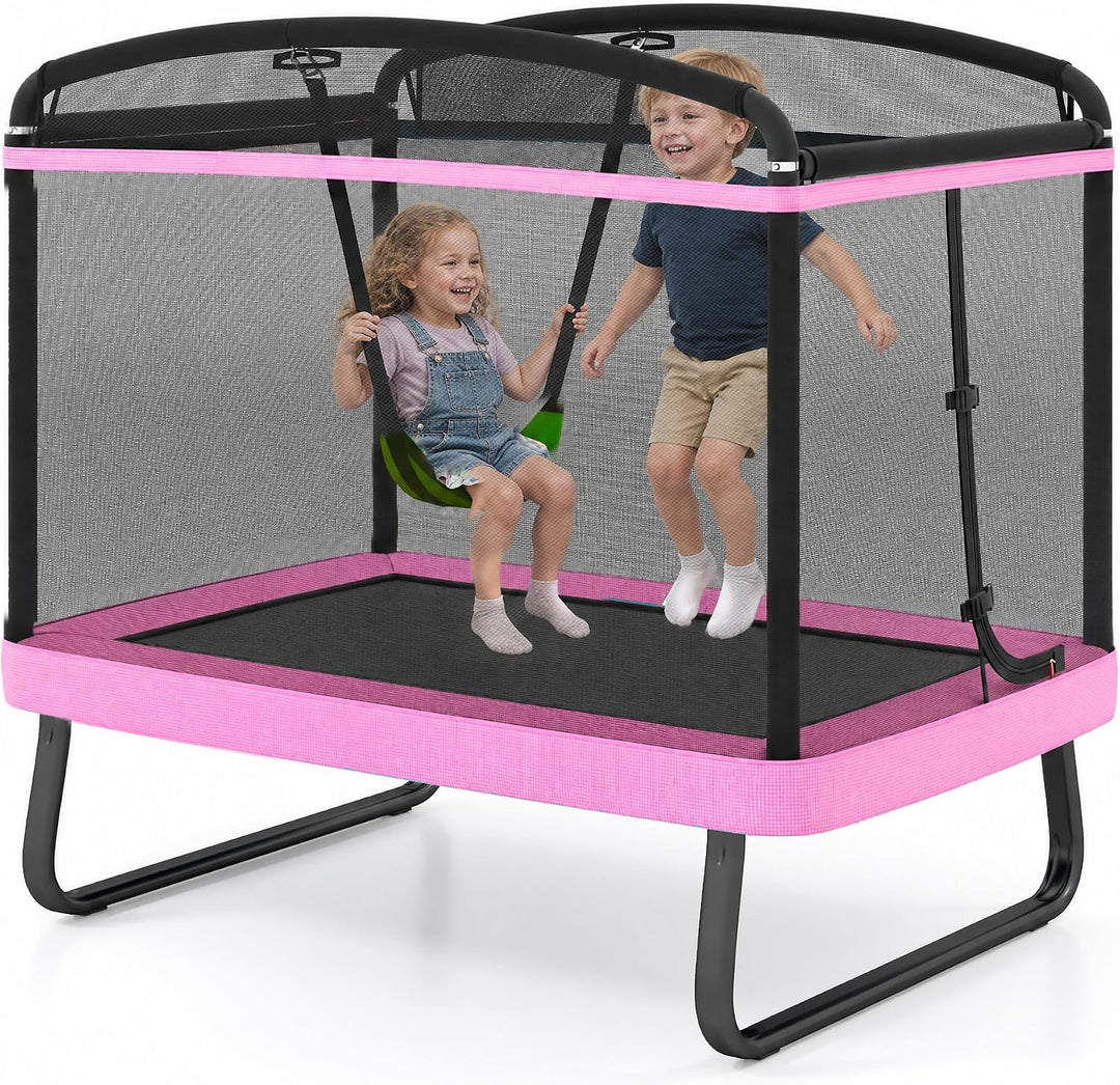 GYMAX Trampoline for Kids, 6FT Toddler Trampoline with Swing, Birthday for Baby Boys & Girls