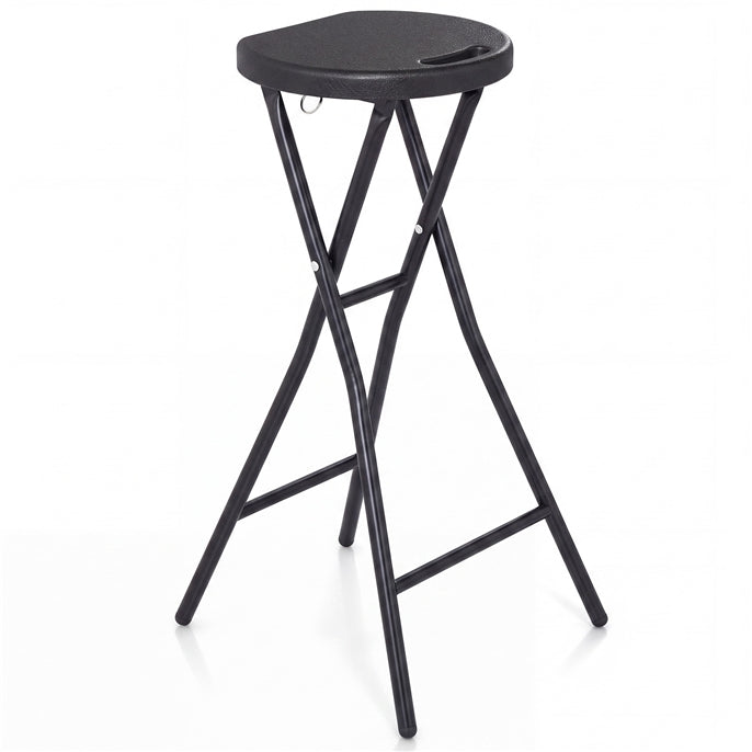 GYMAX Metal Bar Stools | 27.5Inch Foldable Patio Bar Chair Set of 1/2/3/4 No Assembly