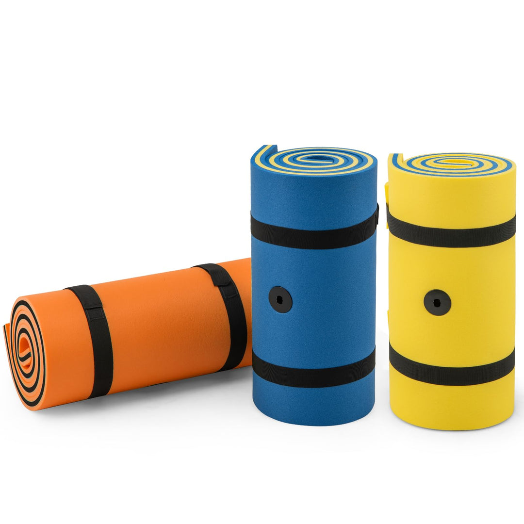 GYMAX Floating Water Mat Thick Swimming Foam Pad Hammock with Rolling Pillow Design