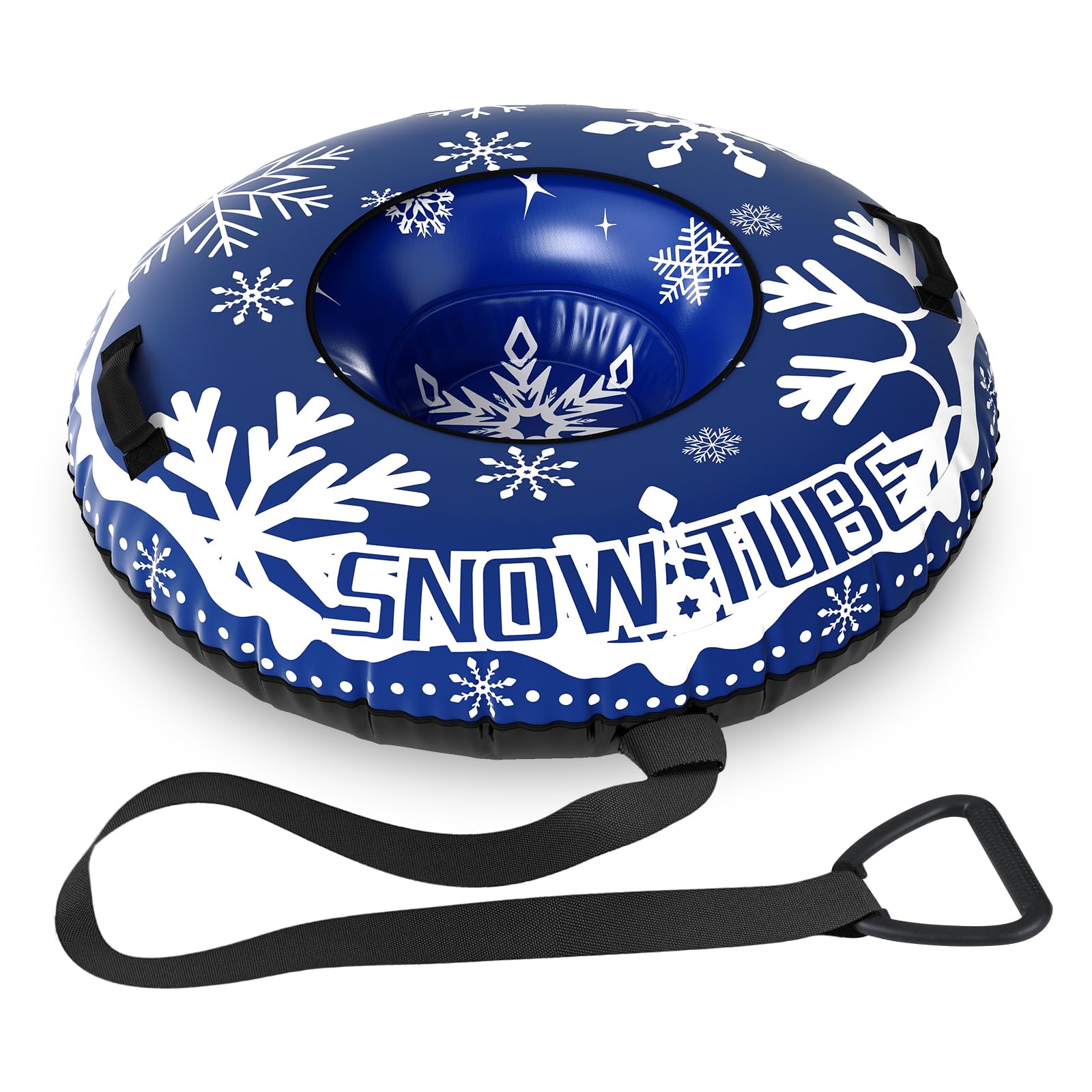 GYMAX Inflatable Snow Tube Sled Detachable Tow Strap Cold-Resistant PV ...