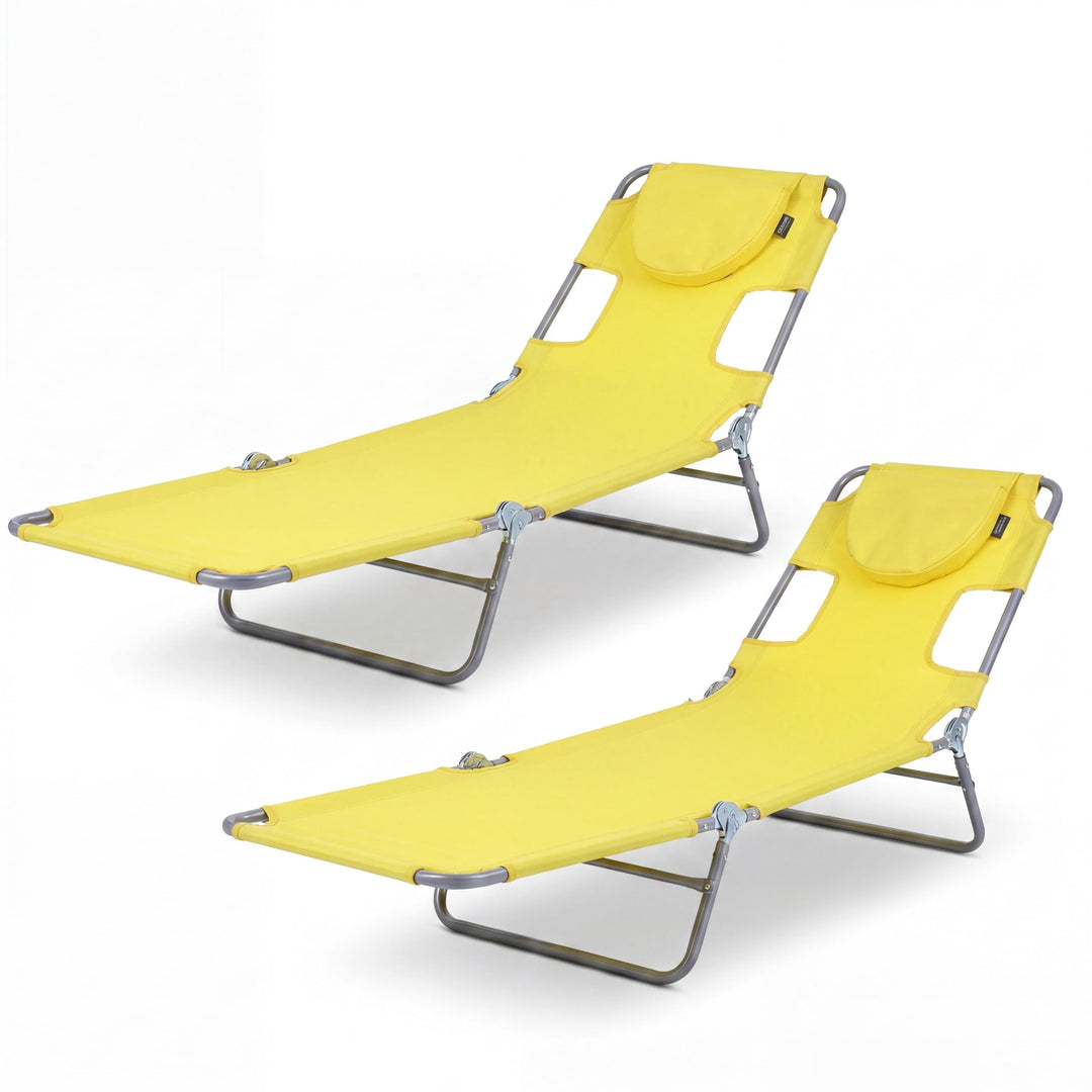GYMAX Tanning Chair 330lbs Beach Chairs with Face Hole(1/2)
