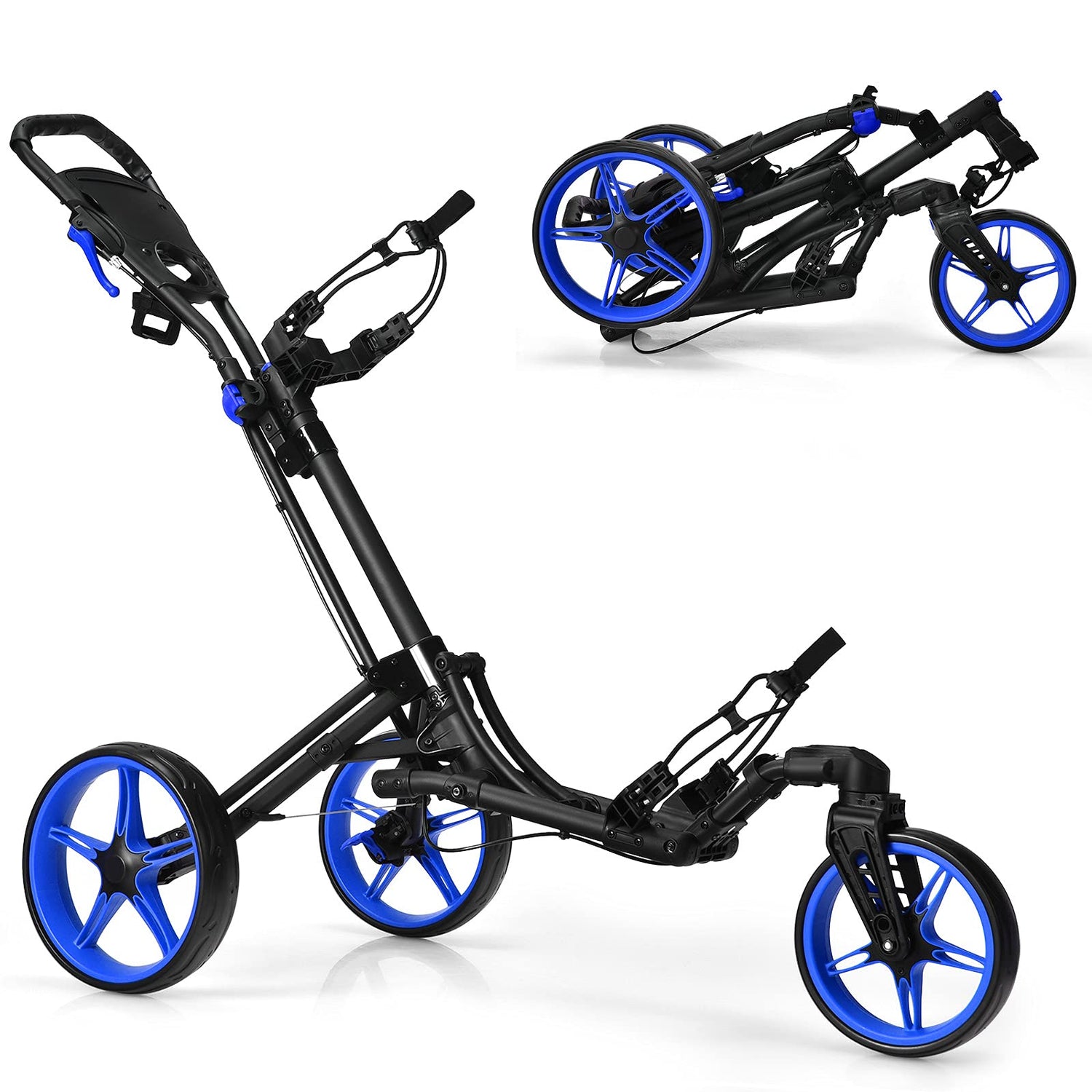 GYMAX Folding Golf Push Cart with Swivel Front Wheel