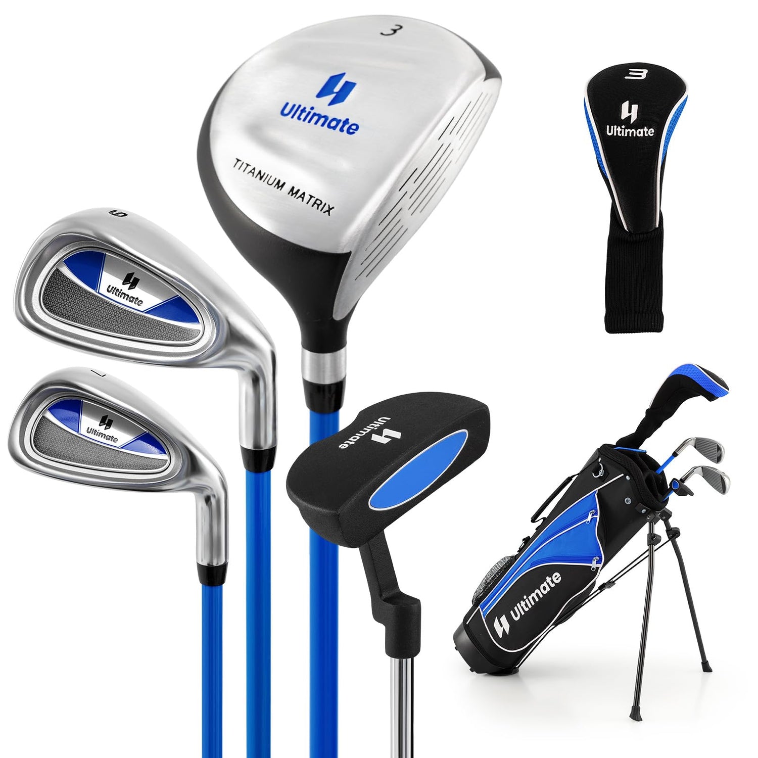 GYMAX Kids Golf Clubs, Junior Golf Set for Right Hand Includes 