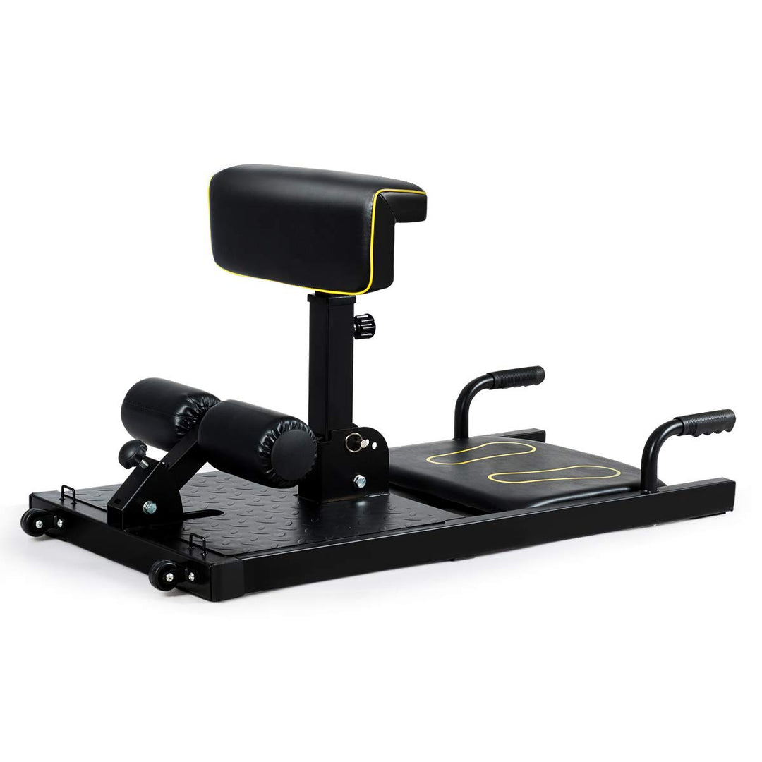 GYMAX Sissy Squat Machine, 8-in-1 Workout Machine with Adjustable Height & Protective Foam