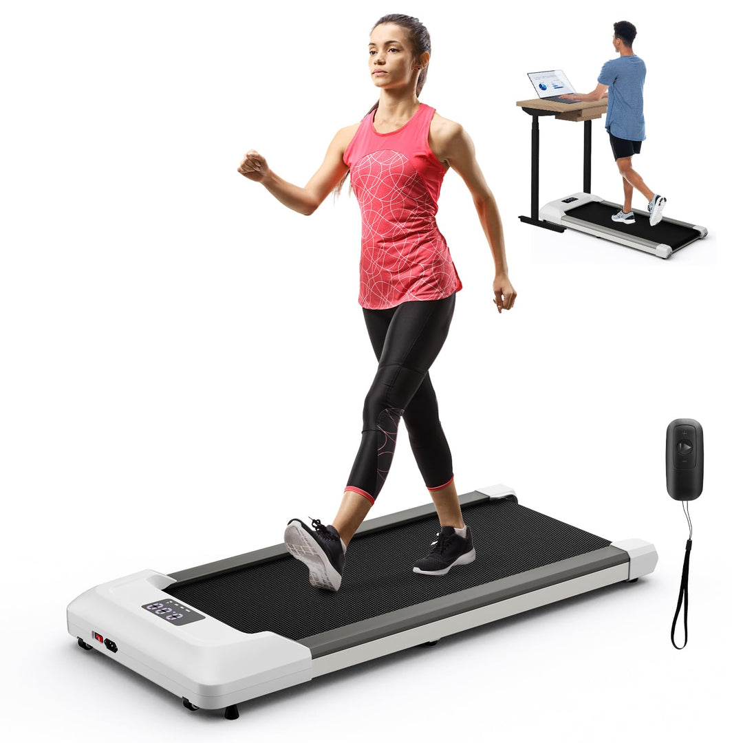 GYMAX Walking Pad, 2.25HP Under Desk Treadmill with LED Display, Remote Control & 7-Layer Belt