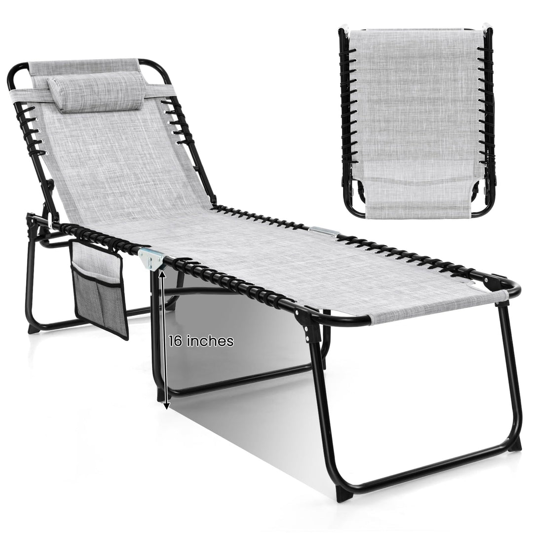 GYMAX Lounge Chairs for Outside, Extra High Folding Beach Tanning Lounger with Adjustable Backrest
