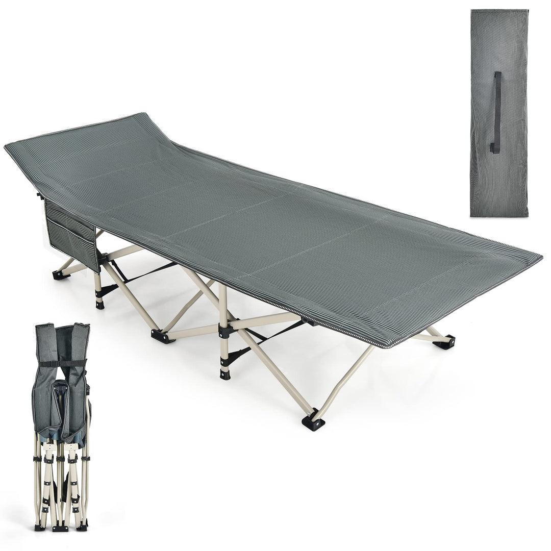 GYMAX Camping Cot, 882 LBS Folding Camping Cot for Adult with Carry Bag & Side Pocket