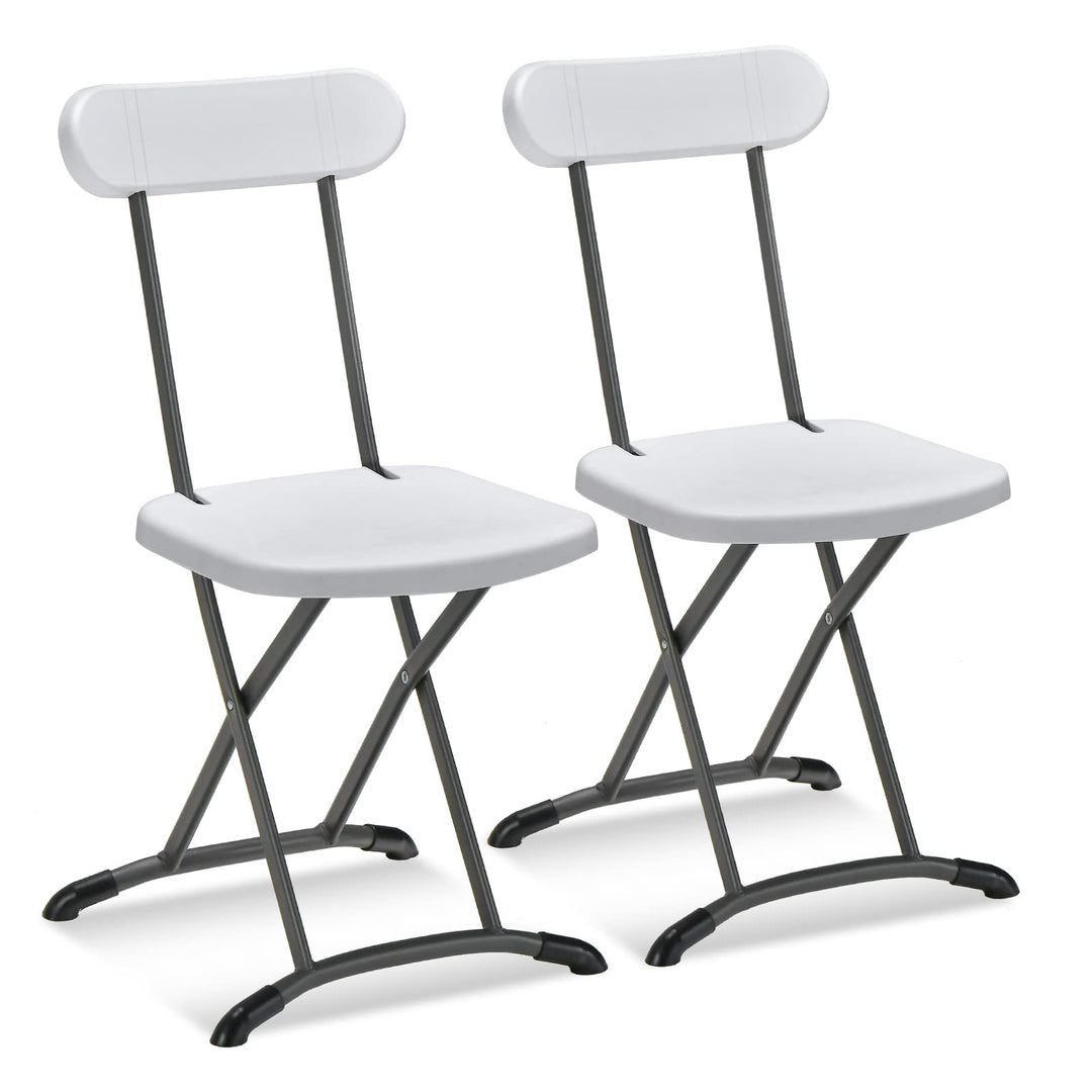 GYMAX Folding Chair, 400lbs Plastic Chairs Set with Steel Frame & Ergonomic Curved Back, Indoor & Outdoor Commercial Event Seat for Meeting