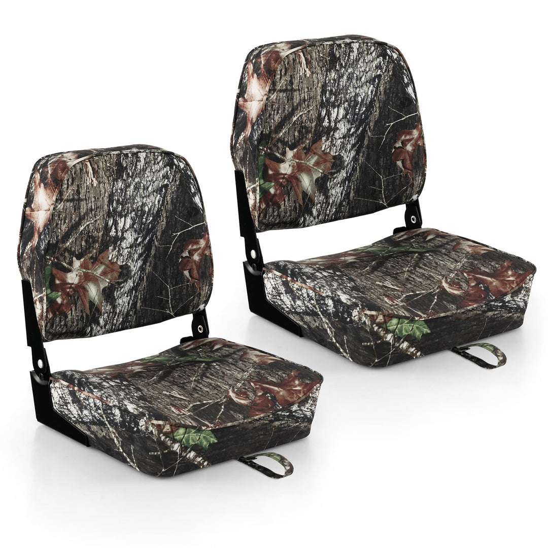 GYMAX Folding Boat Seat, 2 Pack Low Back Fishing Captain Boat Seats w/Thick Sponge Padding