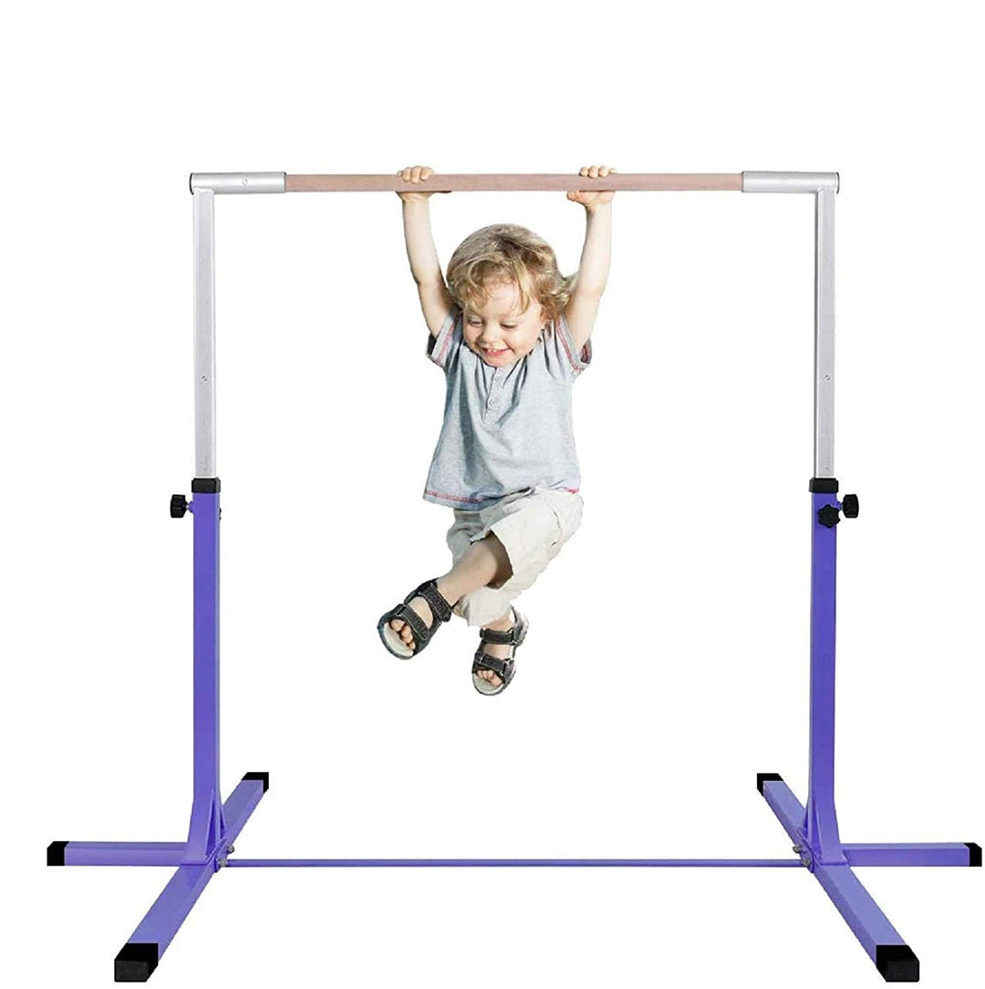GYMAX Gymnastics Bar, Junior Training Steel Bar Height Adjustable, Gymnastics Equipment for Kids Home Training