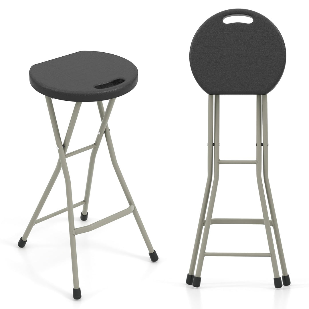 GYMAX Folding Stool, 28in Portable Collapsible Bar Stool with Handle & Steel Frame