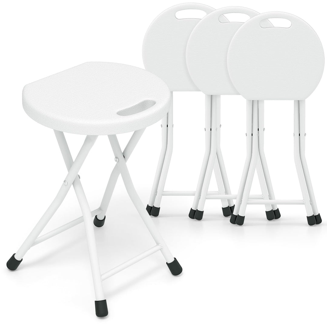 GYMAX Folding Stool, 18in Portable Collapsible Bar Stool with Handle & Steel Frame