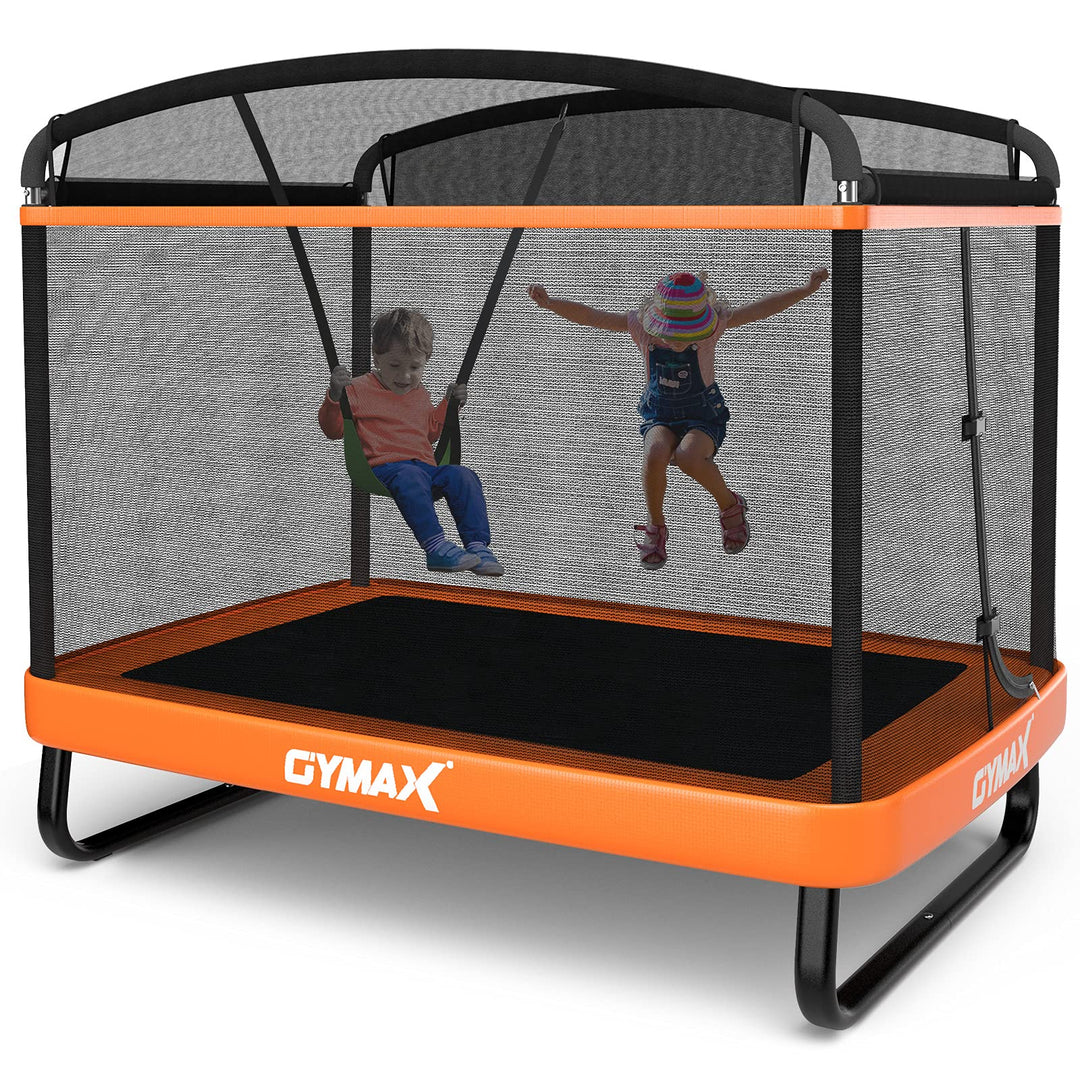 GYMAX Trampoline for Kids, 6FT Toddler Trampoline with Swing & Enclosure Safety Net