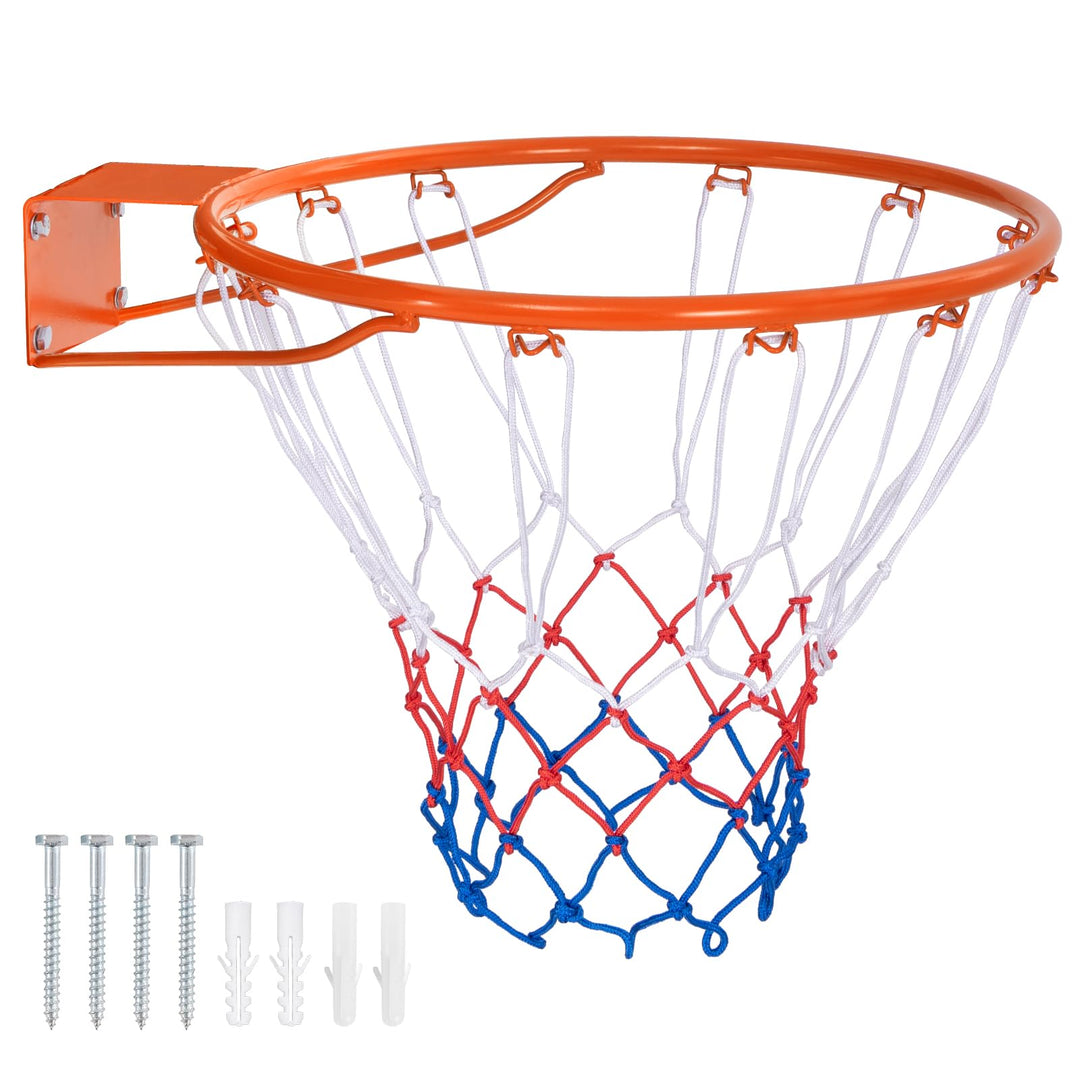 GYMAX Basketball Rim, 15/18 inch Basketball Rim Replacement with All-Weather Net