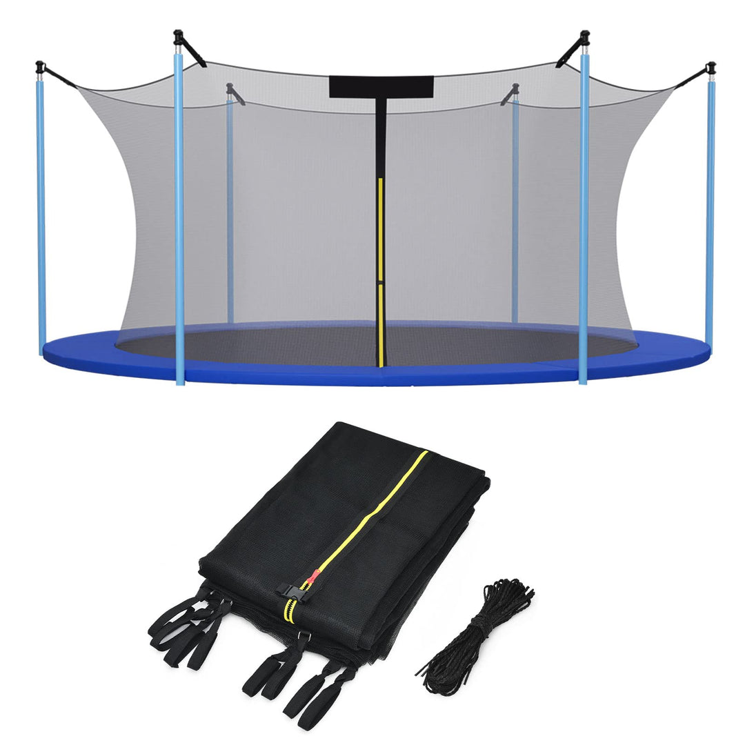 GYMAX Trampoline Net, Trampoline Enclosure for 8 10 12 14 15 16Ft Round Trampoline with Double-Headed Zippers & Buckles