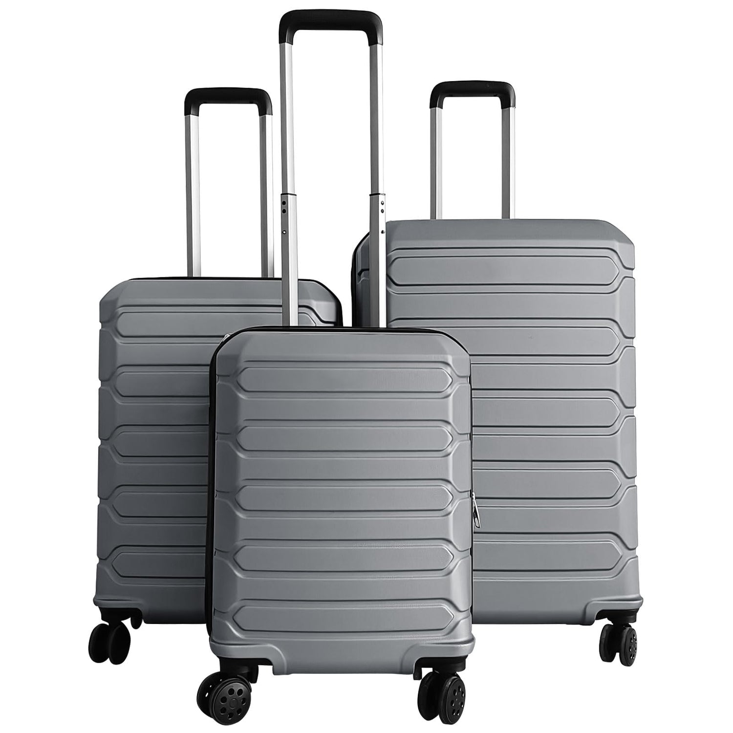 GYMAX 3-Piece Hardside Luggage Set Lightweight Hardside Suitcases with 8-Spinner Wheels