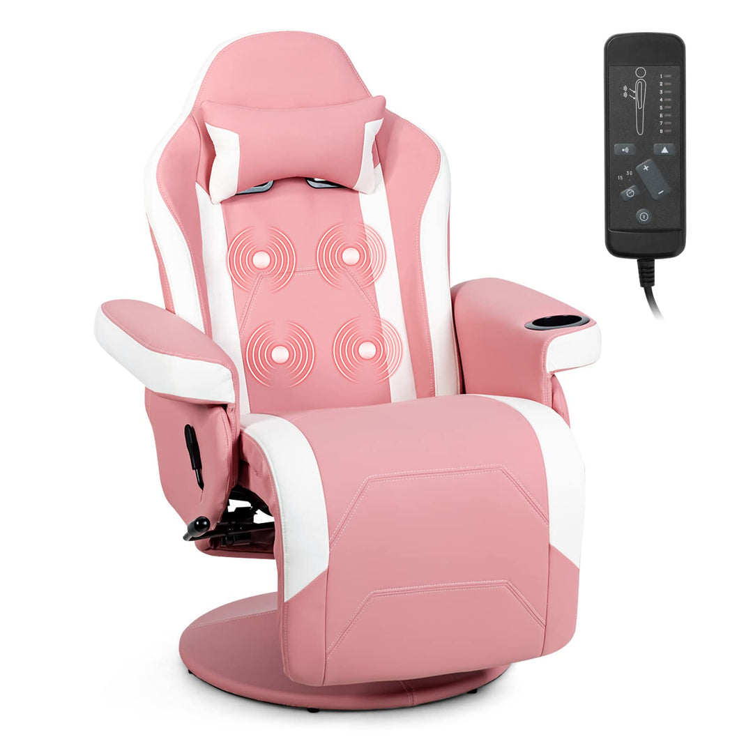 GYMAX Gaming Chair with Footrest Massage Video Game Chairs for Adults