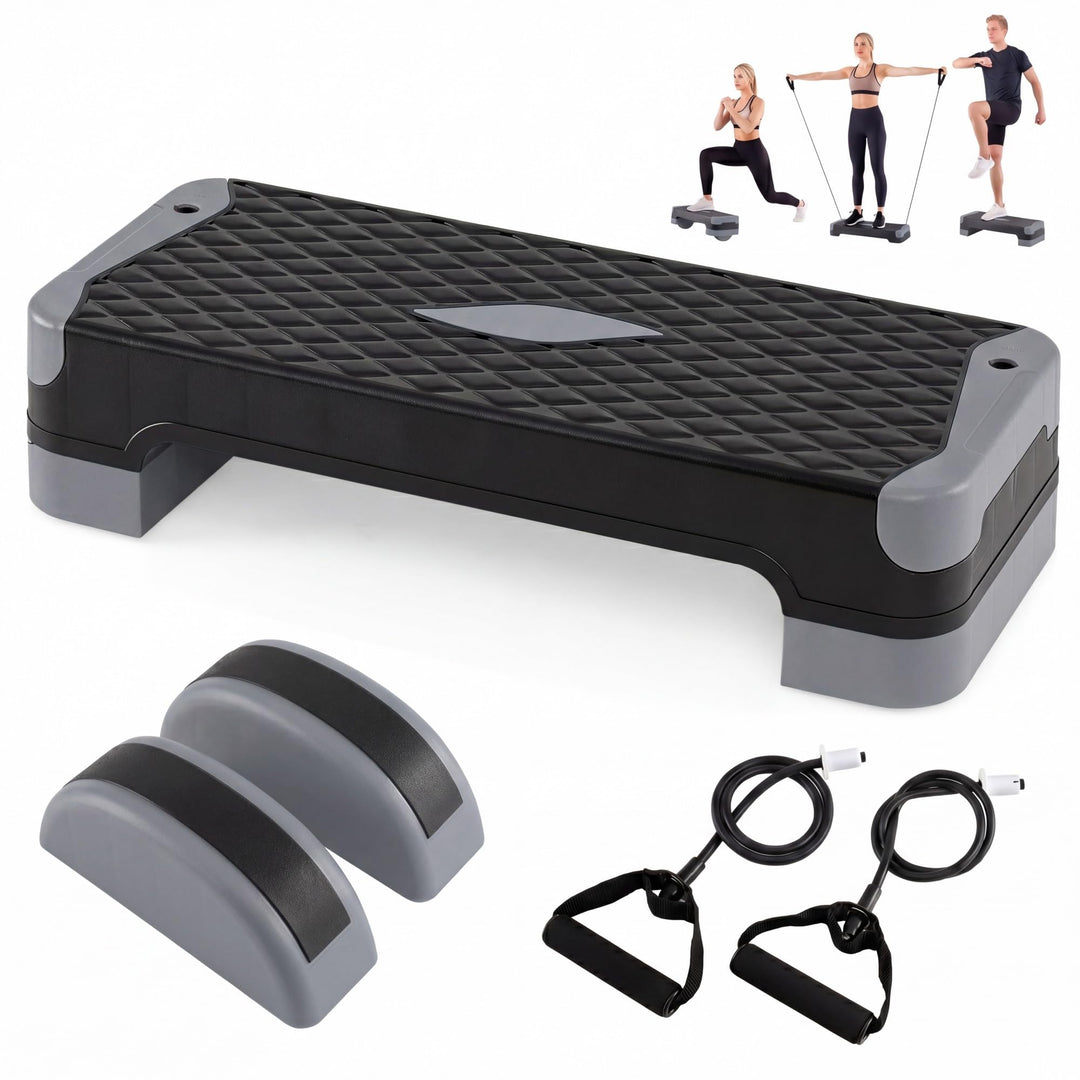 GYMAX Aerobic Step Platform 600lbs Adjustable 5 in 1 Exercise Stepper