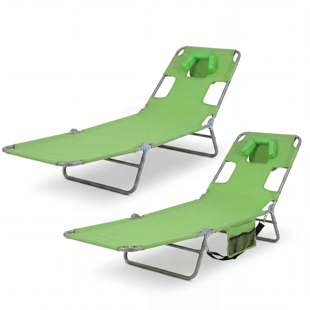 GYMAX Tanning Chair 330lbs Beach Chairs with Face Hole(1/2)