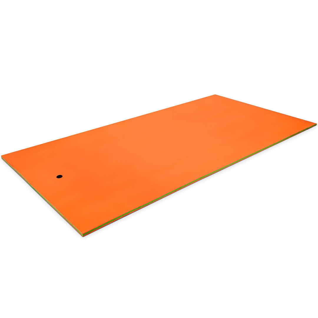 GYMAX Floating Water Mat, 12' x 6' Foam Water Floating Pad with Safe Bungee Tether and Storage Straps
