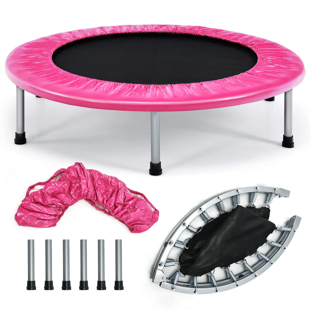 GYMAX Rebounder Trampoline for Adults, Mini Exercise Trampoline with Safety Pad, 36"