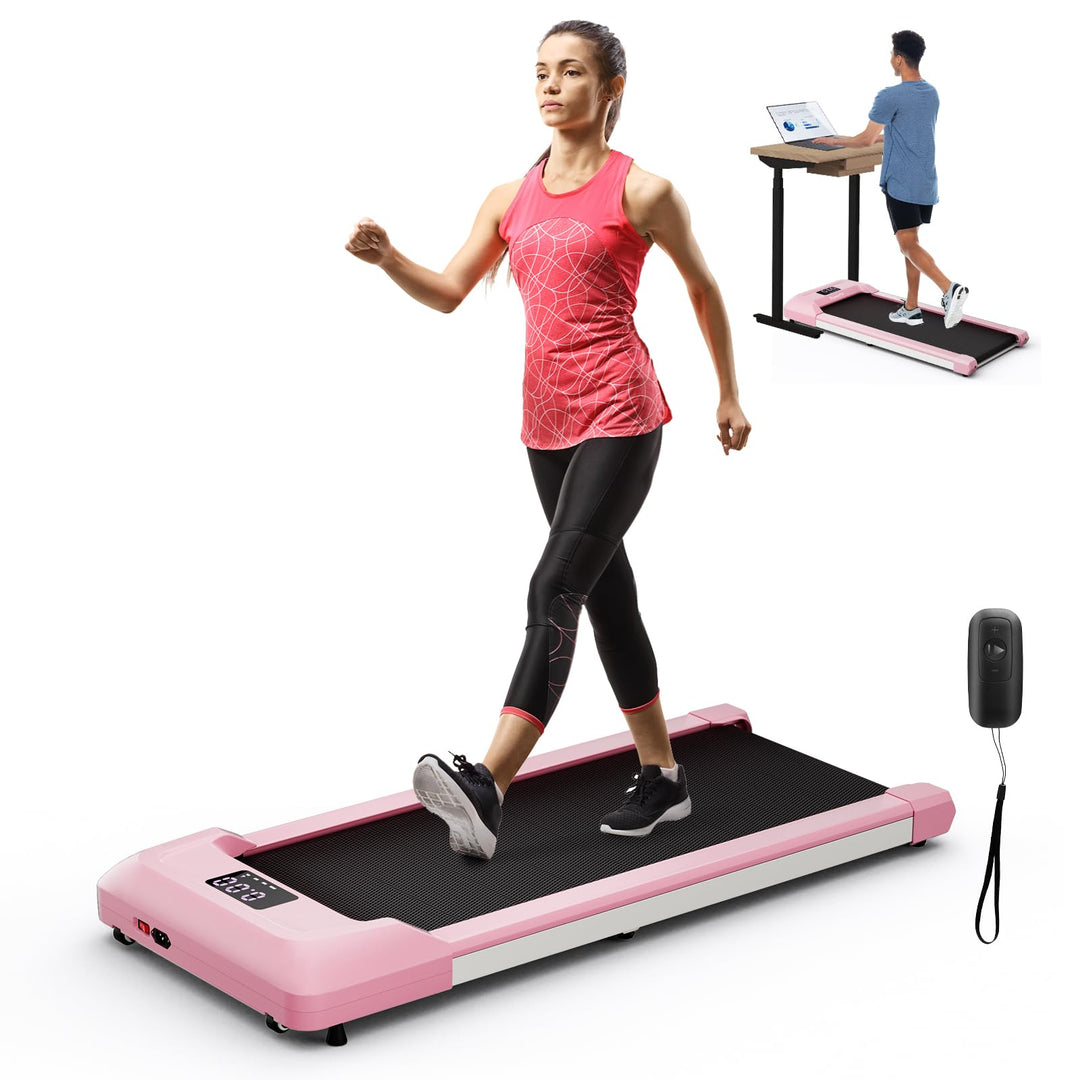 GYMAX Walking Pad, 2.25HP Under Desk Treadmill with LED Display, Remote Control & 7-Layer Belt