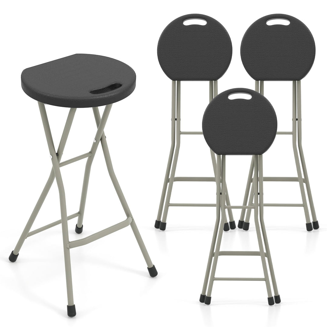 GYMAX Folding Stool, 28in Portable Collapsible Bar Stool with Handle & Steel Frame