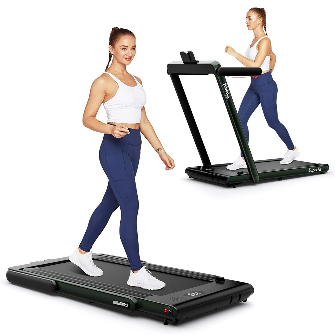 GYMAX Walking Pad, 2 in 1 Free Installation Under Desk Treadmill with LED Monitor, Smart App/Remote Control & Bluetooth Speaker