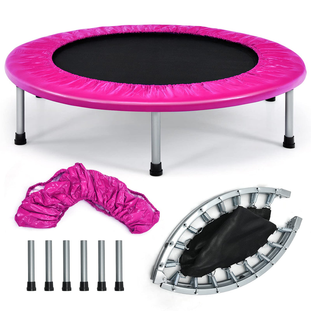 GYMAX Rebounder Trampoline for Adults, Mini Exercise Trampoline with Safety Pad, 38"