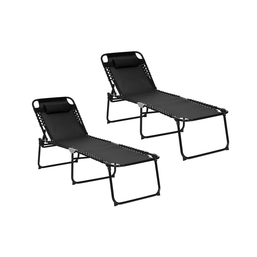 GYMAX Lounge Chairs for Outside, Extra High Folding Beach Tanning Lounger with 4-Level Adjustable Backrest