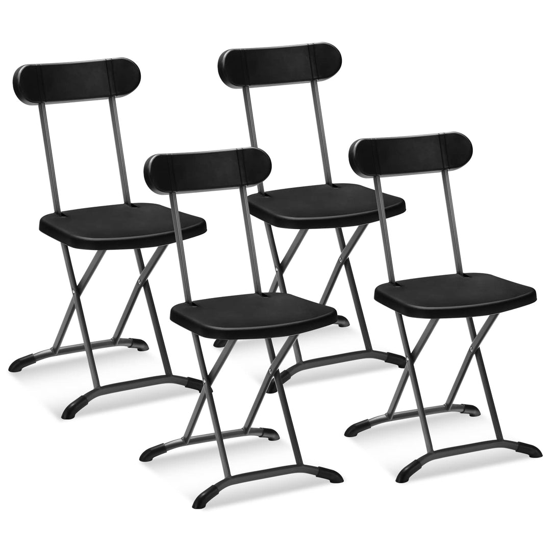 GYMAX Folding Chair, 400lbs Plastic Chairs Set with Steel Frame & Ergonomic Curved Back, Indoor & Outdoor Commercial Event Seat for Meeting