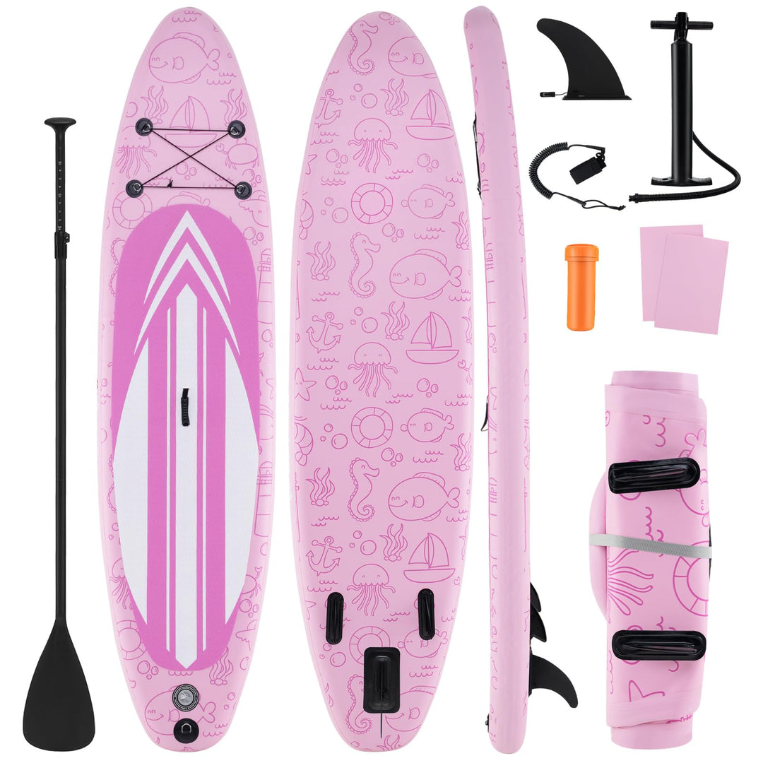 GYMAX Paddle Board, 9.8'/10'/11' x 6" Inflatable Stand Up Paddle Board with SUP Accessories